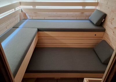 Sauna mattresses in wooden sauna